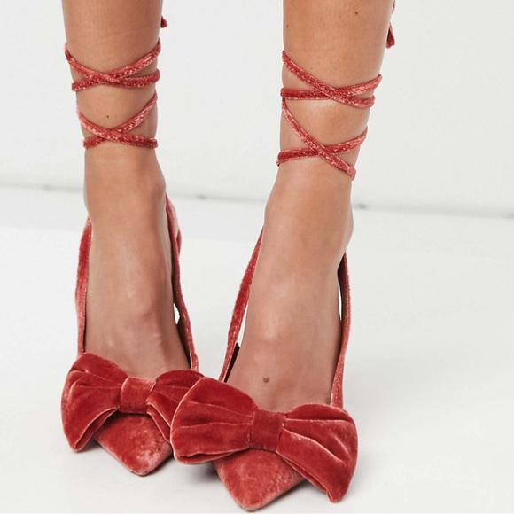 ASOS DESIGN Peony leg tie high heeled shoes in Rust Size 8 NWOT - Picture 2 of 6
